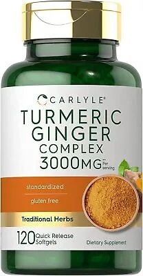 Carlyle Turmeric and Ginger Supplement 3000mg Softgels