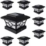 VOLISUN Solar Post Cap Lights Outdoor, Solar Powered Fence Post Cap Lights for 4x4 Vinyl/Wood Post, White Waterproof Solar Deck Post Lights 8Pack Cool/Warm for Garden Patio Porch...