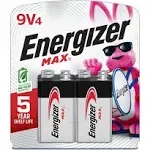 Energizer Max Alkaline 9V Batteries - 4 Pack