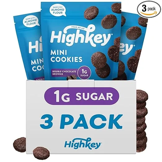 HighKey Low Carb Keto Brownie Bites - Keto Snack Low Carb Snack Sugar Free Chocolate Protein Cookies Sugar Free Snacks Gluten Free Snack Keto Friendly Food Healthy Snacks Keto Dessert Diet Snacks 3pk