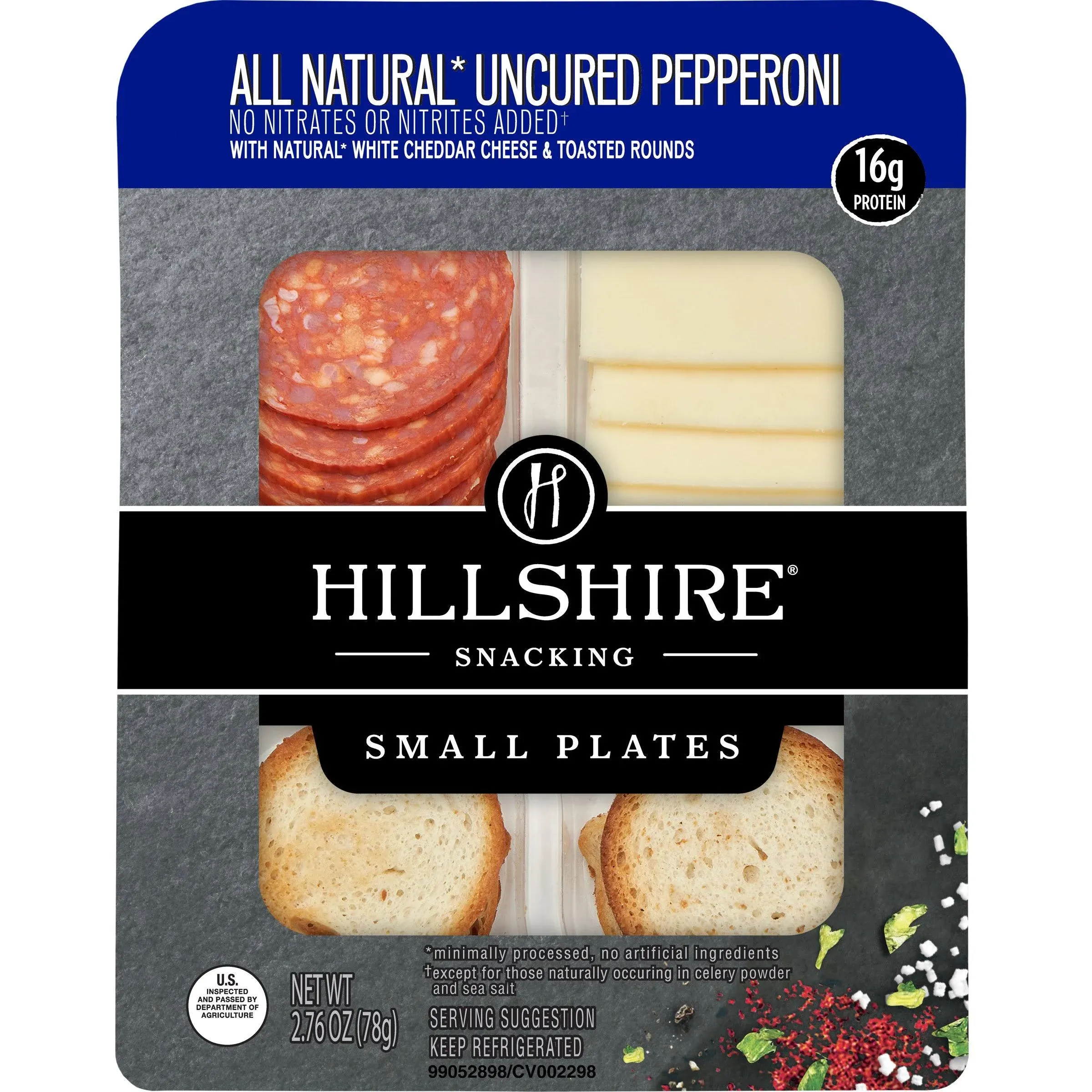 Hillshire Snacking All Natural Uncured Pepperoni with Natural White Cheddar Cheese Small Plates