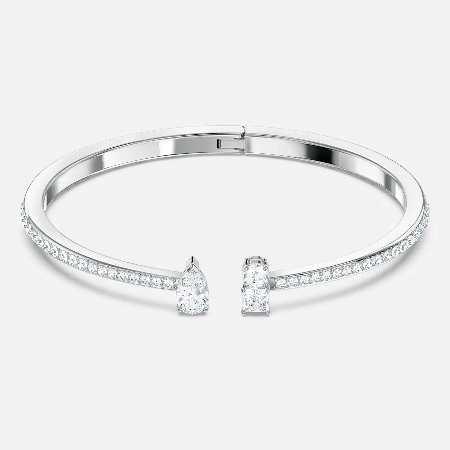 Swarovski Attract Cuff Bracelet, White, Rhodium Plated