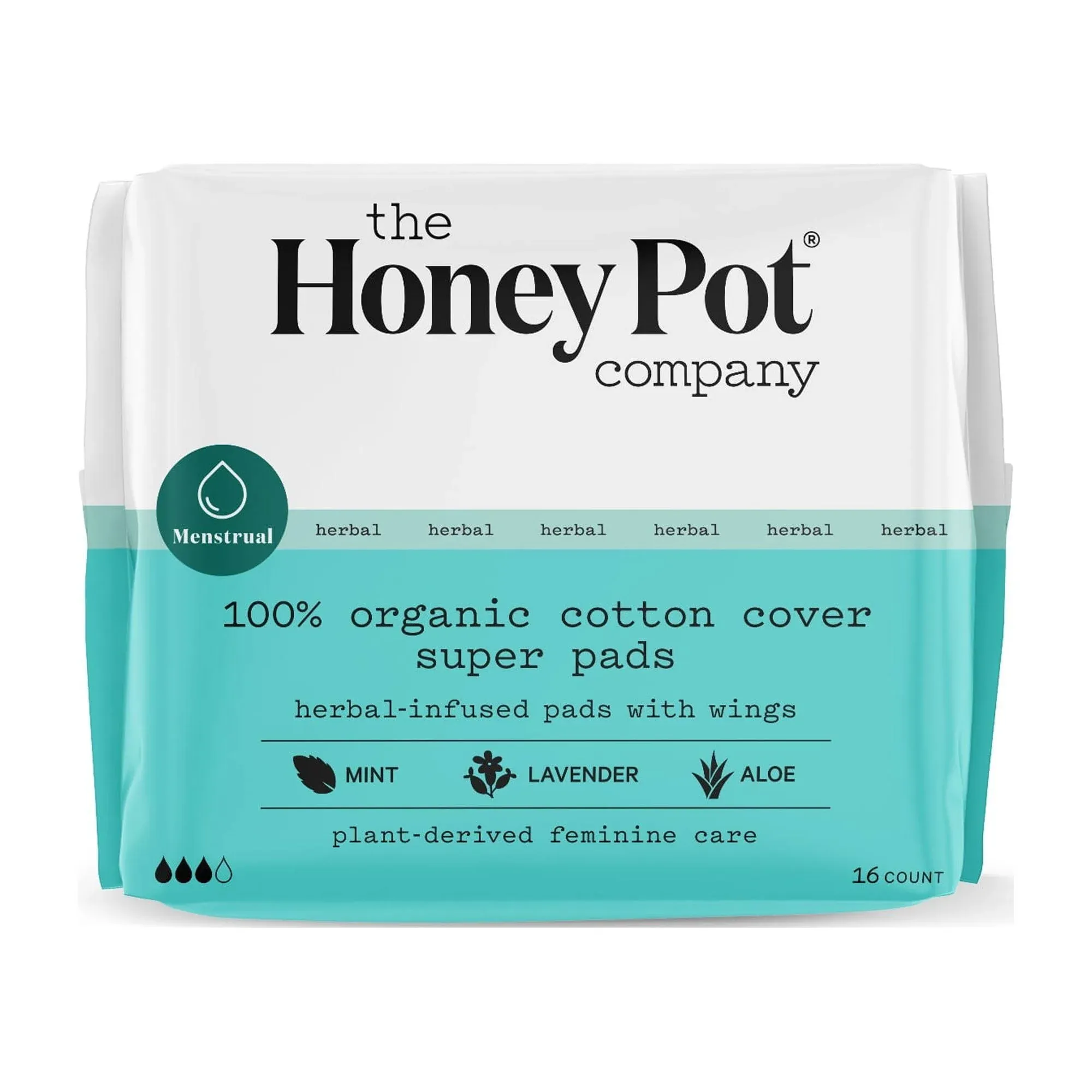 The Honey Pot Organic Super Non-Herbal With Wings Pads