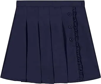 Nautica Girls' School Uniform Pleated Pull-on Scooter Skirt with Undershorts, Knit Waistband