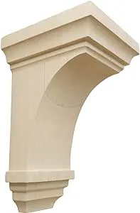 Ekena Millwork CORW03X03X06JERW 3 1/2"W x 3 3/4"D x 6"H Mini Jefferson Wood Corbel, Rubberwood