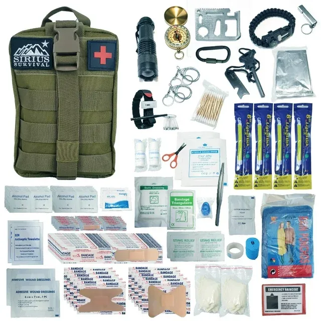 250-Piece Survival First Aid Kit in Durable Molle Pouch for Outdoor Adventures