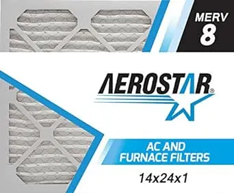 Aerostar 12x24x1 MERV 8 Pleated Air Filter, AC Furnace Air Filter, 4 Pack (Actual Size: 11 3/4"x23 3/4"x3/4")