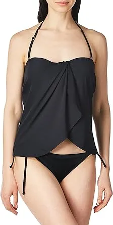 Vince Camuto Women's Standard Draped Bandini Top Swimsuit with Removable Straps