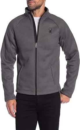 Spyder Mens S Polar Waffle Knit Gray Black Full Zip Lined Fleece Jacket