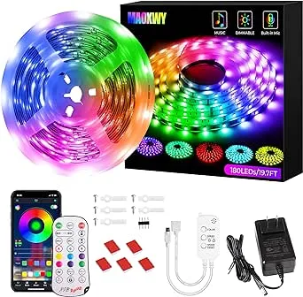 MAOXWY LED Strip Lights, 19.7ft/6m RGB Color Changing Tape Lights 180 LEDs ...