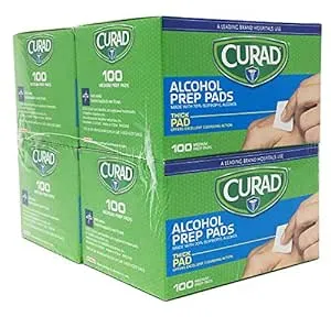 CURAD Alcohol Prep Pads (Pack of 4 Boxes) | 400 Pieces of Medium Isopropyl Alcohol Wipes Individually Wrapped | First Aid Alcohol Swabs for Cuts & Scrapes | Medical Alcohol Pads for General Cleansing