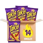 Takis Fuego 14 CT, 9.9 oz Sharing Size Case, Hot Chili Pepper & Lime Flavored Extreme Spicy Rolled Tortilla Chips