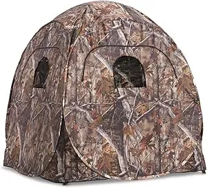 HuntRite Deluxe Pop-Up Hunting Ground Blind, 1-2 Person Tent, Hunting Gear, Equipment, and Accessories, 4-Panel Spring Steel