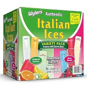 Wyler's Authentic Italian Ice Fat Free Freezer Bars Original Flavors 2oz bars, 96 count