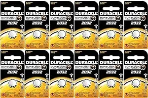 Duracell DL2032 Lithium Coin Battery, 2032 Size, 3V, 230mAh Capacity Pack of 12