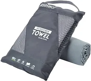 Rainleaf Antibacterial Microfiber Towel Large 24 x 48 Inches Gray