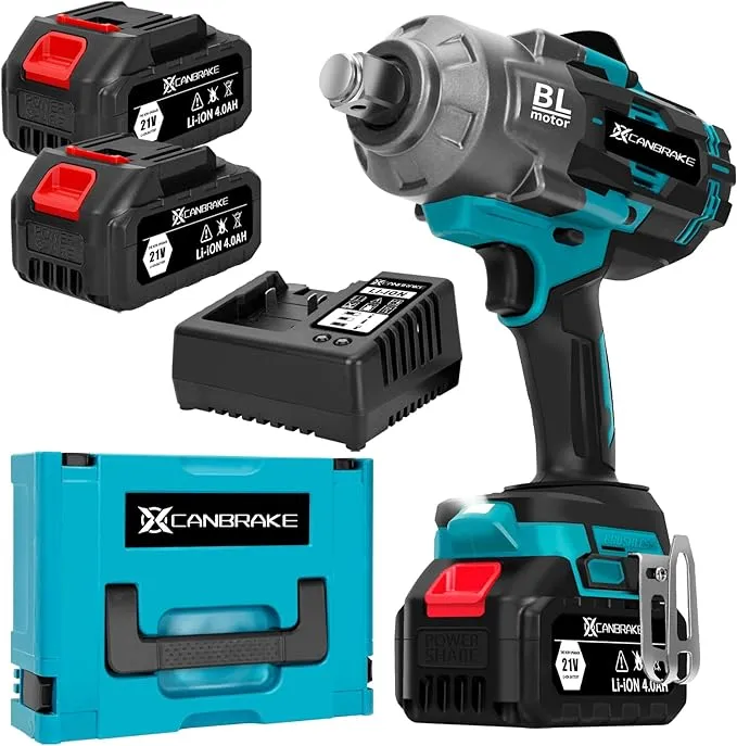 2000Nm(1500ft-lbs) Cordless Impact Wrench,3/4 inch High Torque Brushless Impact Gun, 5500RPM Power Battery Impact Wrench w/ 2 x 4.0Ah Battery, Fast Charger for Heavy Duty Truck Mower