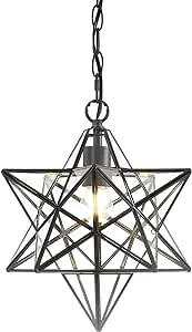 JONATHAN Y JYL9035C Stella 12" Moravian Star Metal/Mercury Glass LED Flush Mount Glam Dimmable for Kitchen Hallway Bathroom Stairwell, Oil Rubbed Bronze/Clear