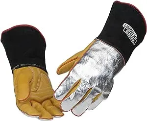 Lincoln Electric Heat Resistant Welding Gloves |Aluminized Reflective Hand | Large | K2982-L,Black, Yellow