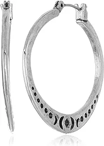 Lucky Brand Womens Floral Open Work Hoop Earrings