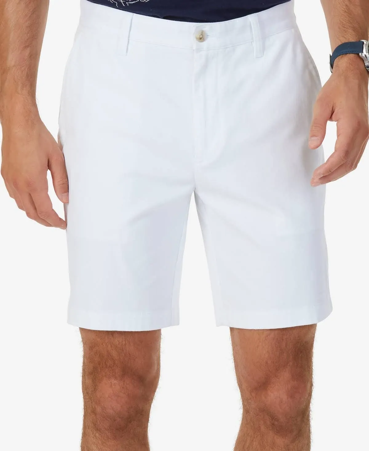 Nautica Men&#039;s Classic Fit Flat Front Stretch Solid,  Bright White , 30W