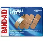 Band-Aid Flexible Fabric Adhesive Bandages, 1" x 3", 100/Box