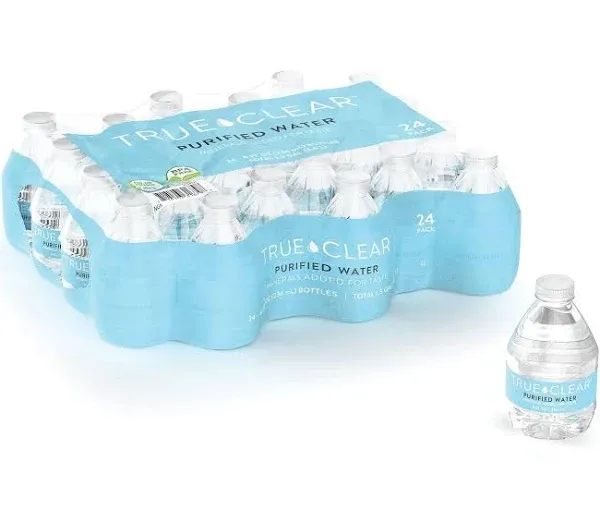 True Clear® Purified Bottled Water, 8 oz Bottle, 24 Bottles/Carton