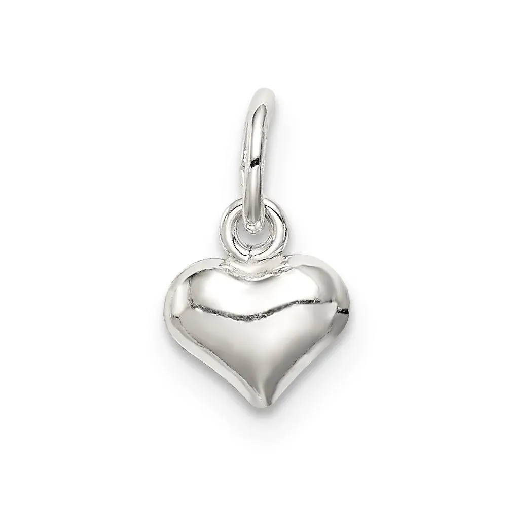 Sterling Silver Polished Puff Heart Charm