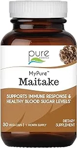 PURE ESSENCE LABS MyPure Maitake Mushrooms - Mushroom Powder Supplement for Immune System Support, Stress Relief, Build Energy, Strength Booster for Men & Women - 1 Month Supply