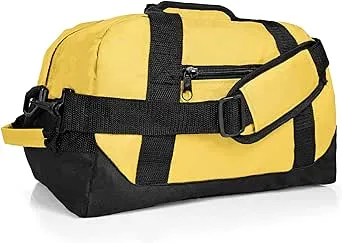 Dalix 14 inch Small Duffel Bag Gym Duffle Two Tone in Gold with Shoulder Strap