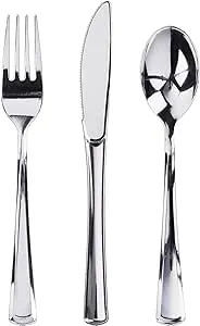 Prestee 600 Plastic Silverware Set, Clear Plastic Cutlery Set, Disposable Set -200 Clear Plastic Forks, 200 Plastic Spoons, 200 Plastic Knives - Heavy