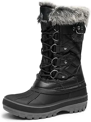 DREAM PAIRS Boys Girls Snow Boots Water-Resistant Outdoor Warm Cozy Anti-Slip Mid Calf Faux Fur Lining Insulated Winter Shoes for Little/Big Kids