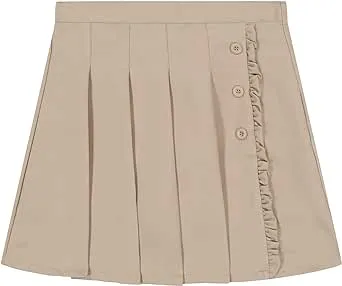 Nautica Girls' School Uniform Pleated Pull-on Scooter Skirt with Undershorts, Knit Waistband