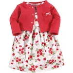 Hudson Baby Cotton Dress and Cardigan Set Strawberries / 2 Toddler