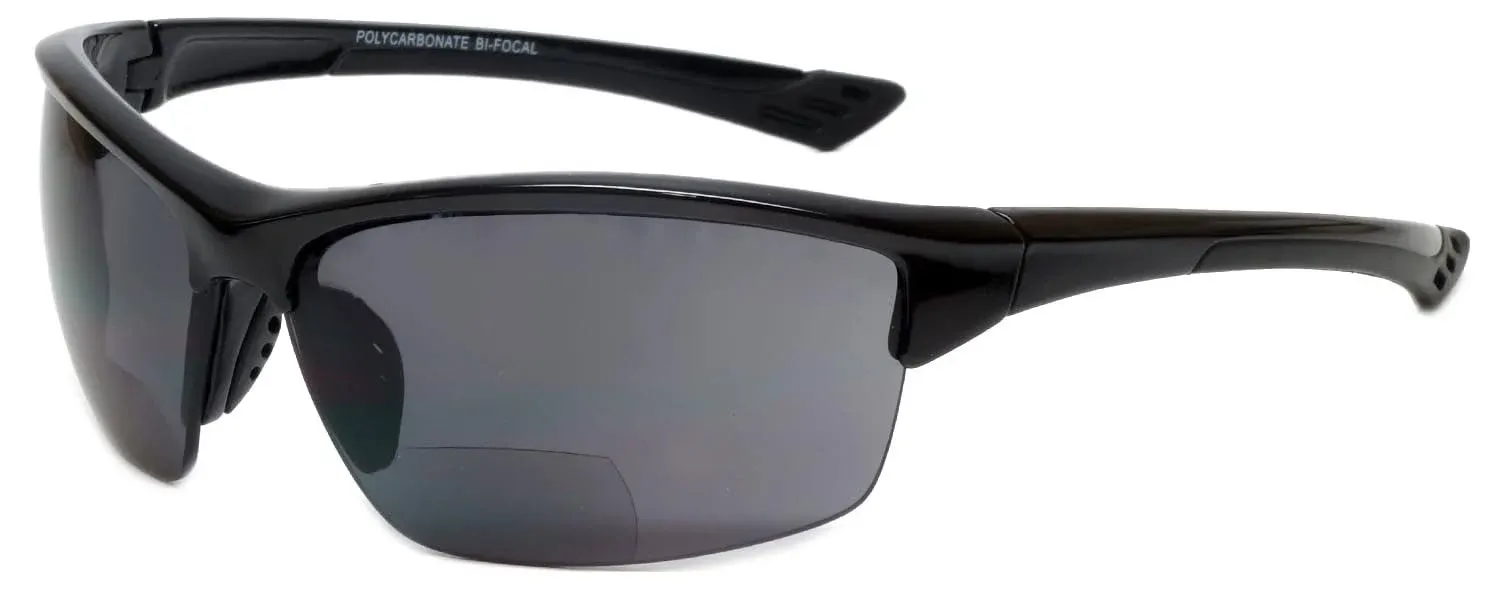 Calabria Sport Wrap 202BF Bi-Focal Safety Glasses in MATTE Black CHOOSE POWER