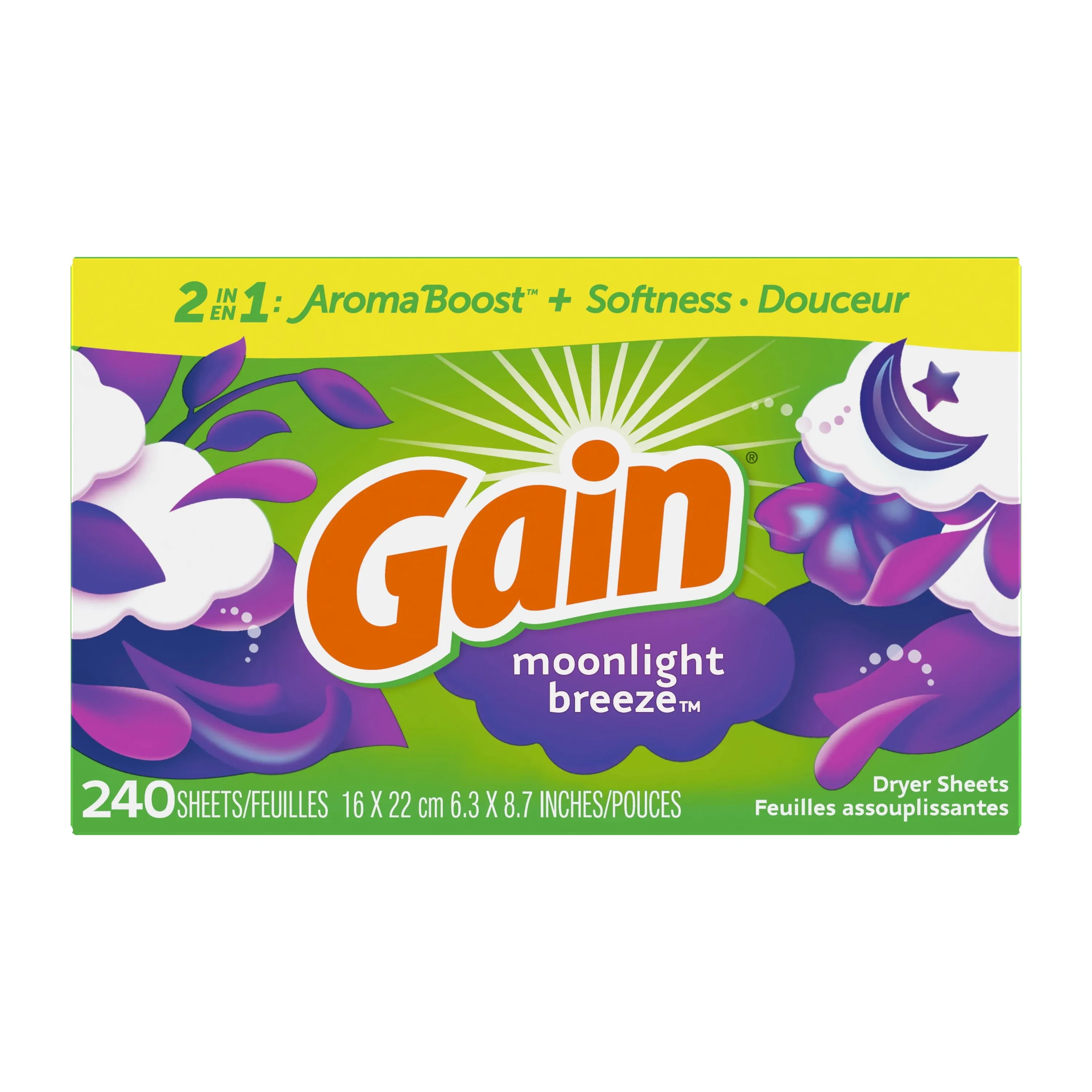 Gain Dryer Sheets, Moonlight Breeze - 240 sheets