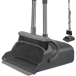 kelamayi Broom and Dustpan Set for Home, Office, Indoor&Outdoor Sweeping, Stand Up Broom and Dustpan (Black&Gray)