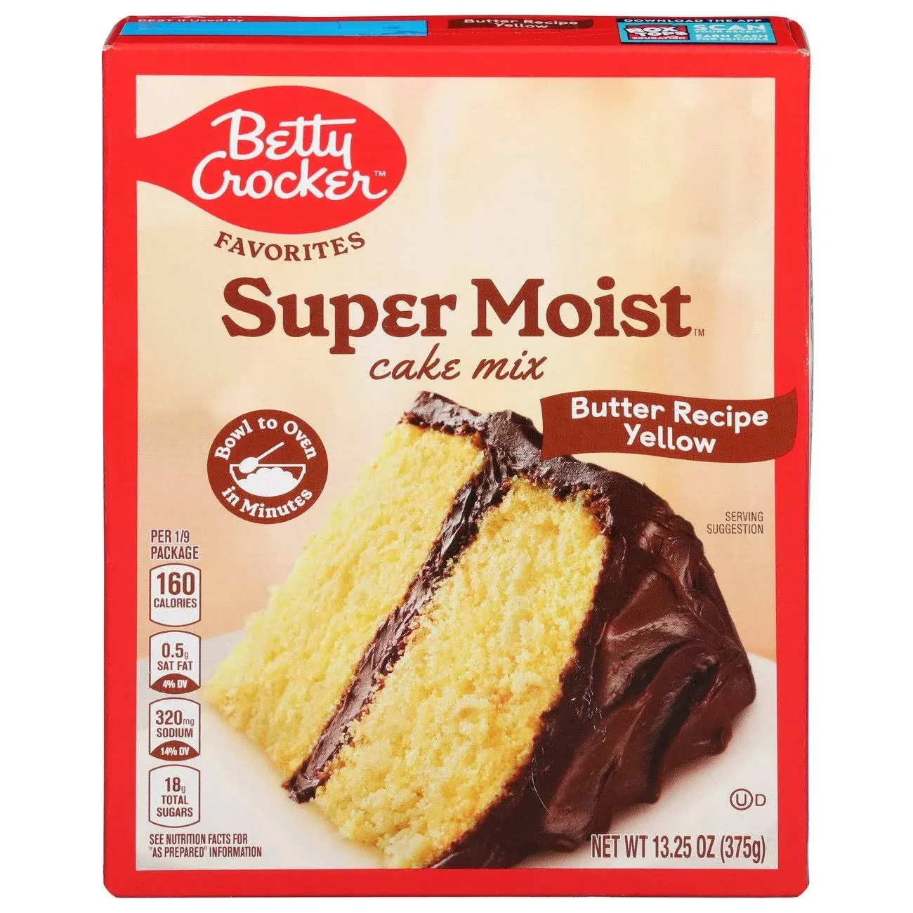 Betty Crocker Super Moist Cake Mix, Butter Recipe Yellow - 15.25 oz box