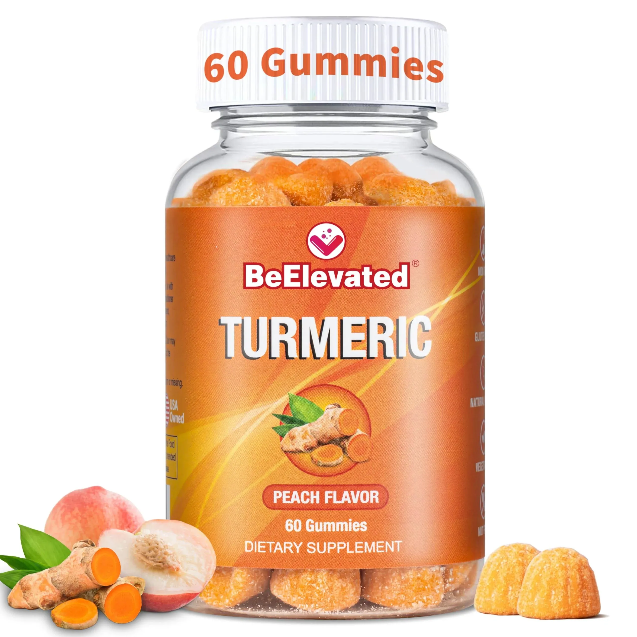 BeAlive | Turmeric Gummies | 60 Count - Peach Flavor