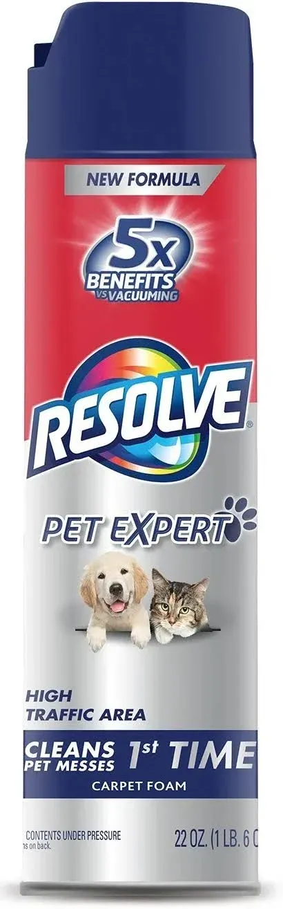 Resolve Pet Specialist Heavy Traffic Foam, Carpet Cleaner, Pet Stain and Odor Remover, Carpet Cleaner Solution, 2 Pack of 22oz