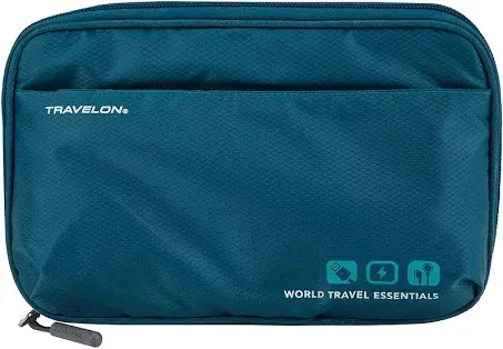 Travelon World Travel Essentials Tech Organizer Peacock Teal