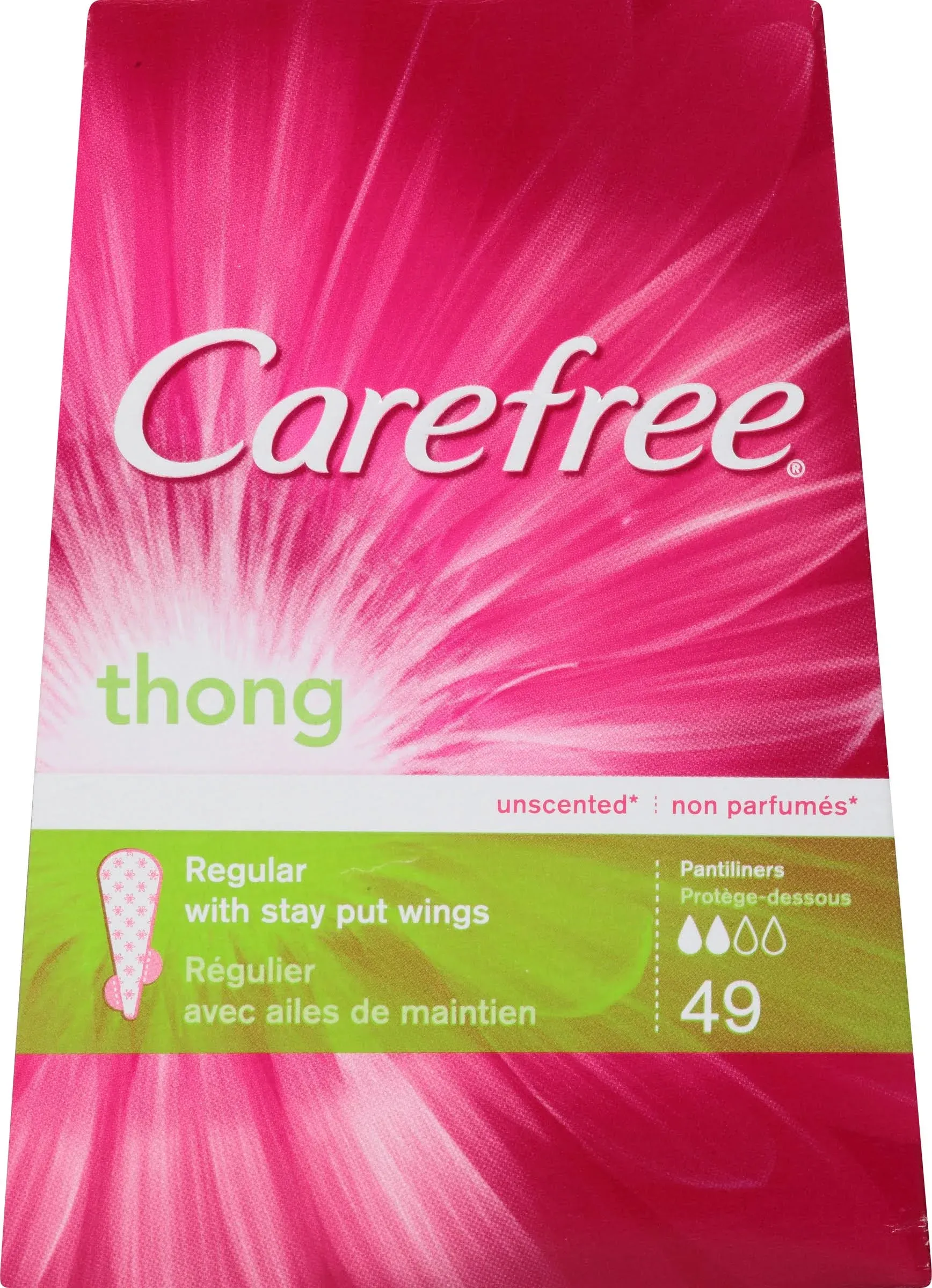 Carefree Thongs, Regular, Unscented - 49 thongs