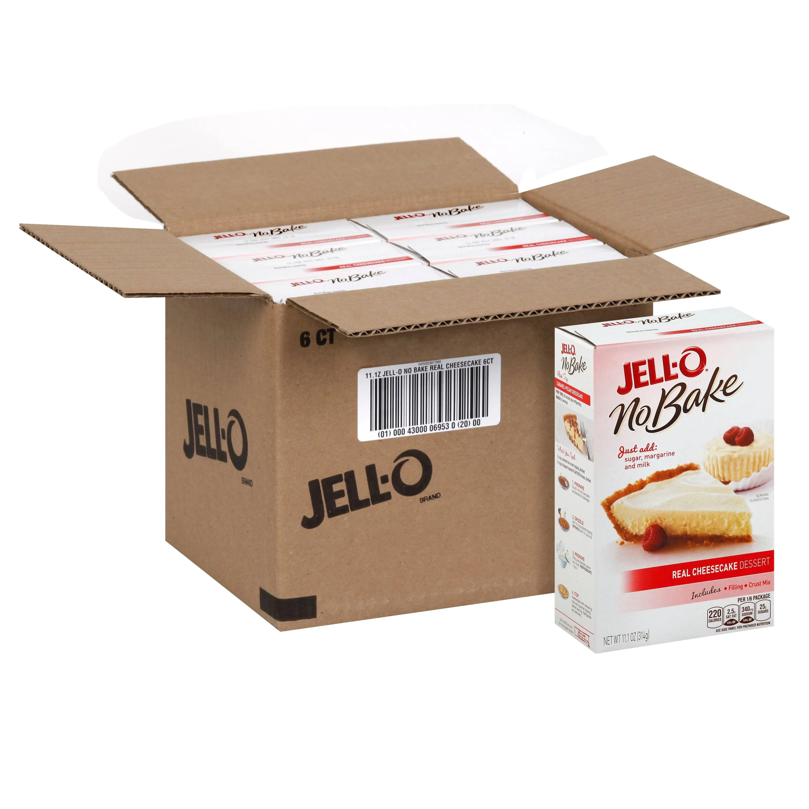 Jell-O No Bake Real Cheesecake Dessert, 11.1 oz - Case of 6