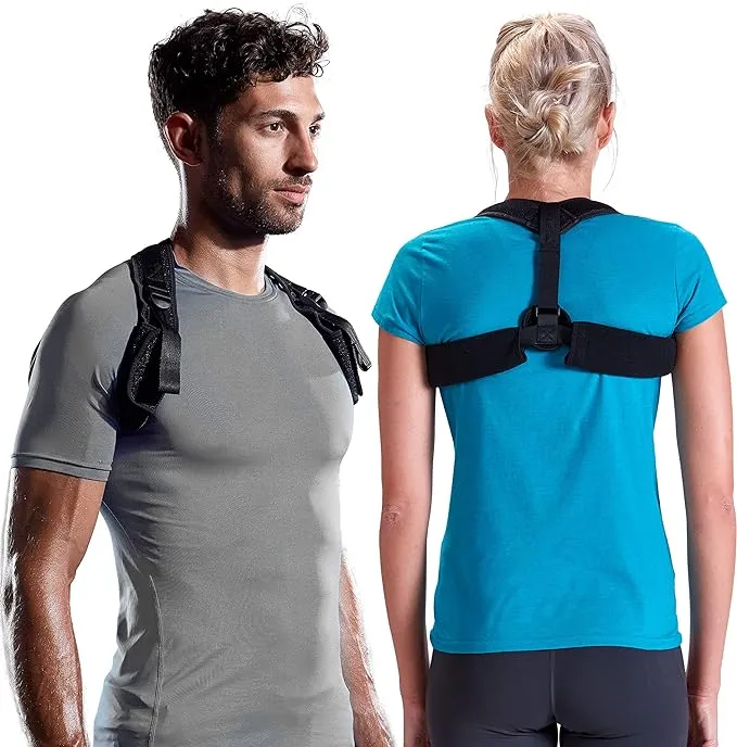 Gaiam Restore Posture Corrector for Women & Men - Back Straightener Adjustable Straps Compact Brace Support for Clavicle, Neck, Shoulder, Invisible Pain Relief