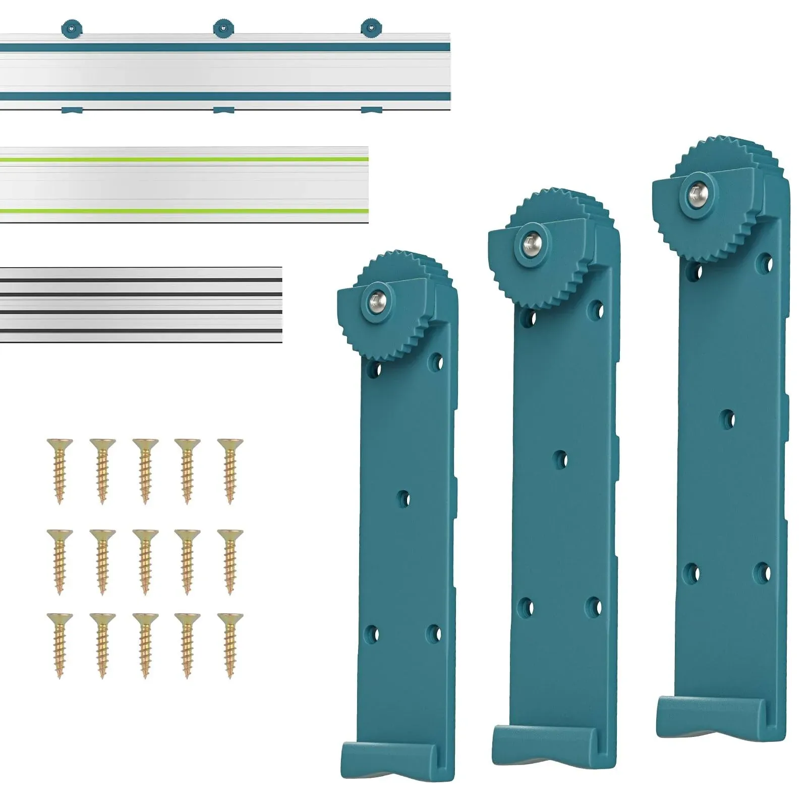 Dinftin Track Rack for Makita/Festool,Track Saw Guide Rail Holder for DeWalt Guide Rail-3 Pack Set