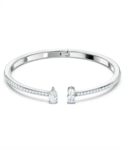 Swarovski Attract Cuff Bangle, White, Rhodium Plated