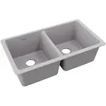 Elkay ELGU3322GS0 Quartz Classic 33-in Double-Bowl Undermount Kitchen Sink in Greystone