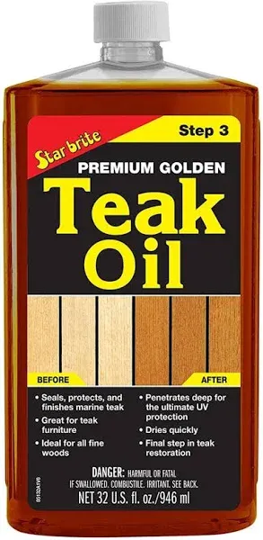 Star Brite ST380474 32 oz 085132 Step 3 Premium Golden Teak Oil