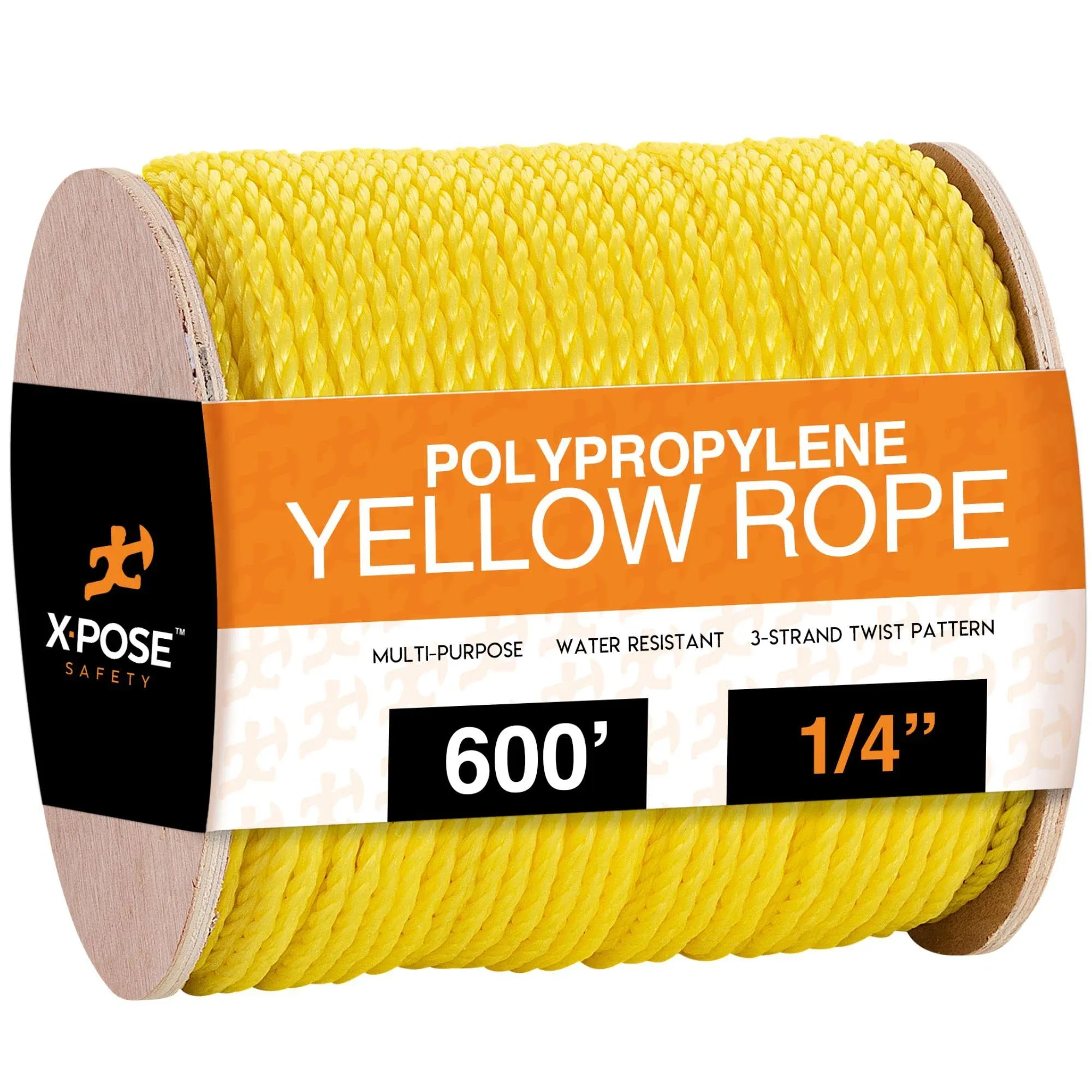 Xpose Safety 1/4 in. x 600 ft. Yellow Twisted Poly Rope