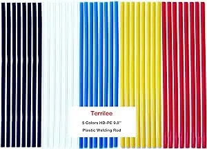 Terrilee 40pcs Plastic Welding Rods - HDPE 9.8''(25cm) Plastic Welding Repair Rods Strips Common Flat Plastic Welding Rods Kit for Car Bumper, Water